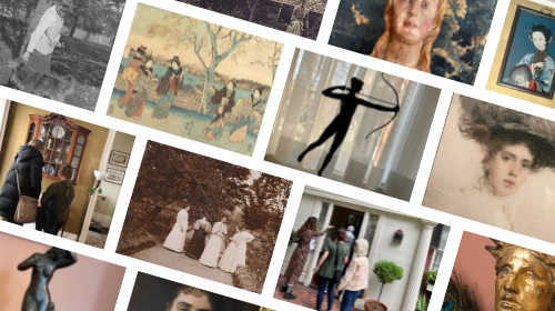 Collage of Nichols House Museum art and photographs depicting women.