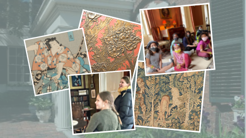 Five images from the house's collection and of young visitors.