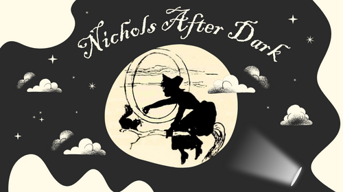 spooky image with a silhouette in front of the moon.