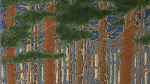 close up of Grueby Tile designed by Addison B. LeBoutillier
